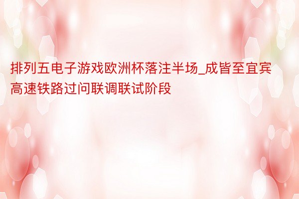 排列五电子游戏欧洲杯落注半场_成皆至宜宾高速铁路过问联调联试阶段